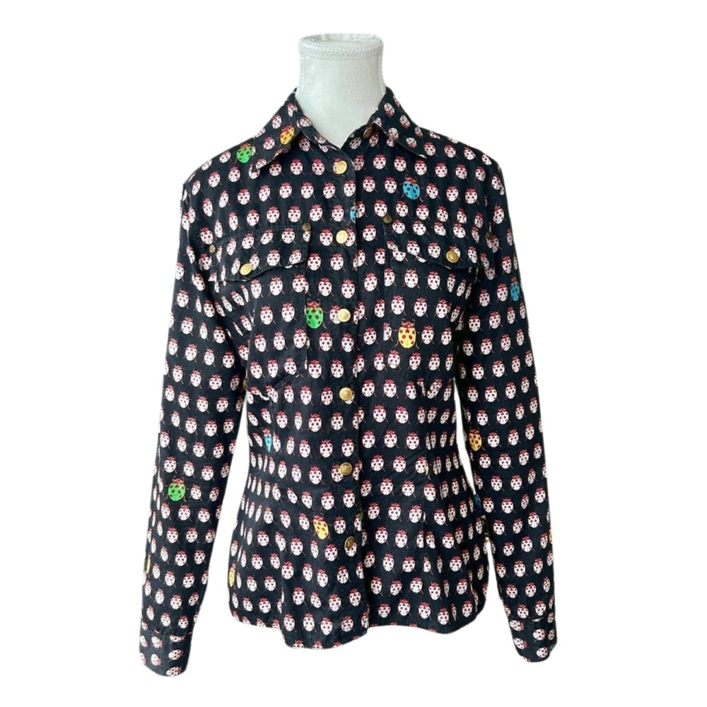 Vintage Versace Jeans 90s Era - Ladybug Print Button-Up Shirt – Size S